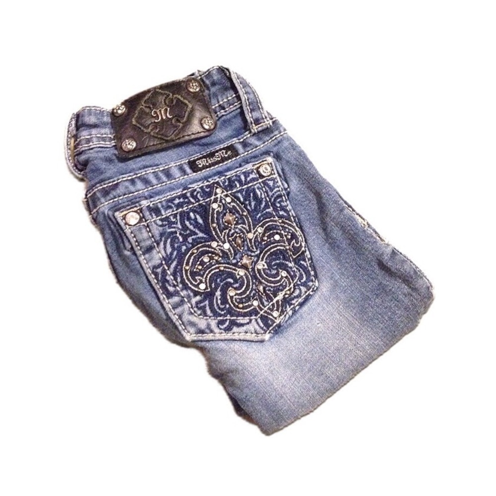 Miss Me girls fleur-de-lis skinny jeans size 8